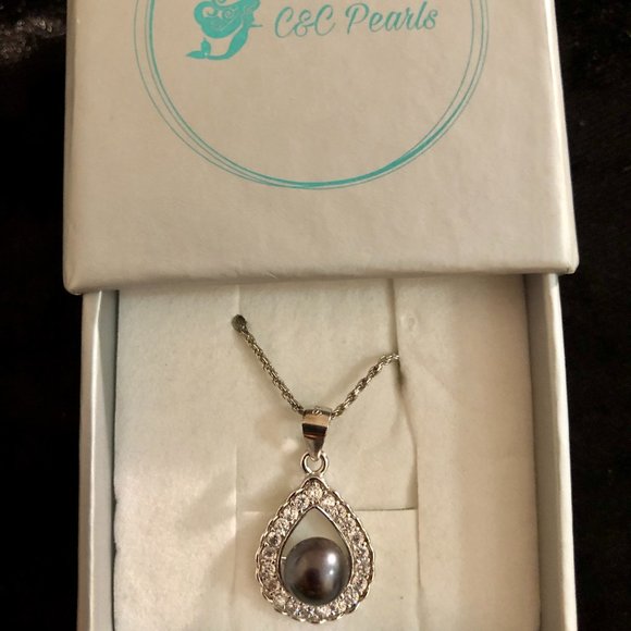 C&C Pearls Jewelry Cc Pearls Black Pearl Pendant Necklace Poshmark
